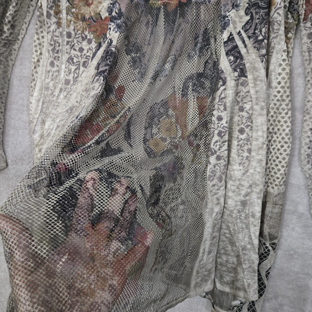 Kamana Womens XL Kimono Open Cardigan Long Floral Lightweight Browns Boho Mature - Picture 6 of 9